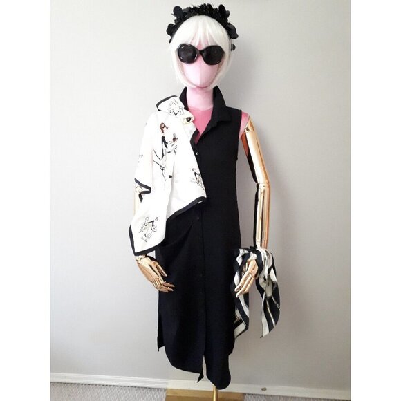 EUC Paraphrase black sheer longline button front blouse, 6 - Picture 2 of 6